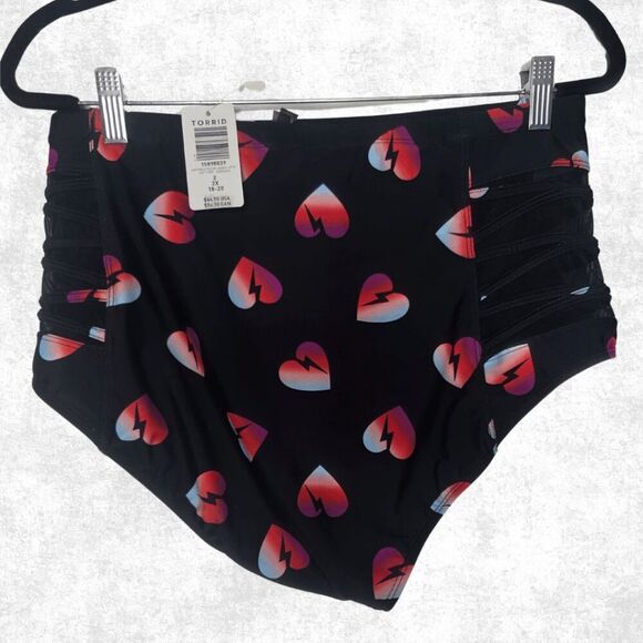 Torrid High Waist Electric Hearts Bikini Bottom โ 2X - Picture 5 of 6